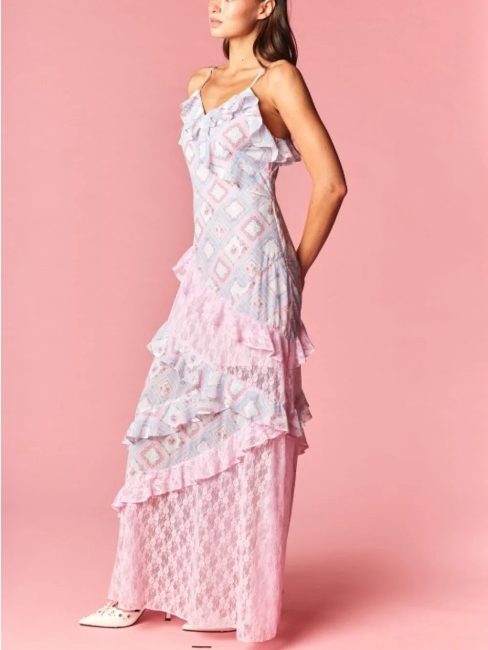 Pink Ruffle Tiered Maxi Dress - Picture 9 of 9